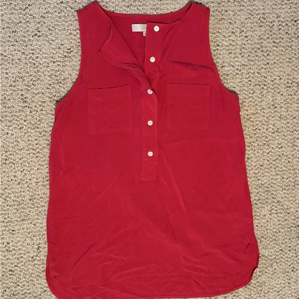 LOFT Red Sleeveless Tank Top